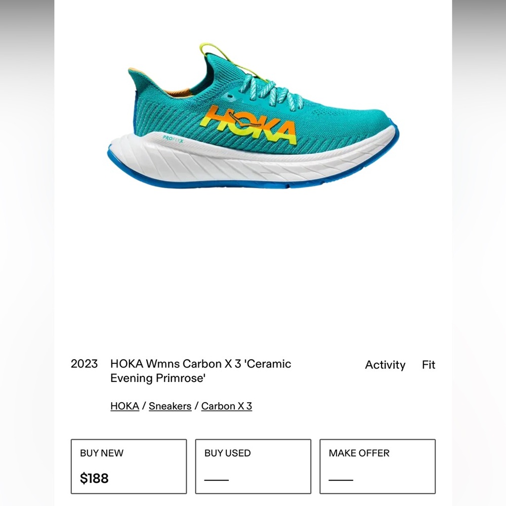 HOKA ONE ONE Women’s Carbon X3 Proflyx Ceramic Evening Primrose size 6 - Picture 15 of 16